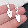 Silver shovel alloy charms for DIY necklaces and keychains with textured handles - Shovel / 7x24mm 0.8g