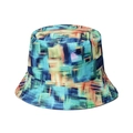 Colorful oil painting pattern bucket hat with abstract blue and yellow brushstrokes - Oil Painting Art Brush Print (D)