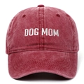 Casquette de baseball vintage bordeaux délavé avec broderie DOG MOM en coton pour le plein air - Taille unique / Bordeaux