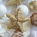 Champagne gold star and glitter ball ornaments set for Christmas tree decoration - Champagne Large Sequin Star 15cm