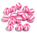 Pink and white striped acrylic round beads with vertical holes for DIY jewelry making - Rose Red