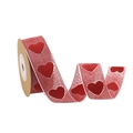 Red heart printed striped ribbon roll for Valentine's Day wedding gift wrapping - Style 9-Red White Stripe Base Red Heart-25mmx5m