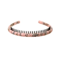 Pink floral print headband with non-slip inner teeth for hair styling and washing - 127 Pattern-Pink
