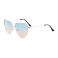 Gafas de sol de corazón retro con montura de metal oro rosa y lentes degradadas azul-rosa - Degradado Azul Rojo