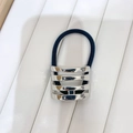 Minimalist silver H-shaped metal buckle hair tie with black elastic cord for women - Style F / Silver