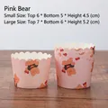 Set of 50 pink cupcake liners with bear patterns for baking muffins and cakes - Pink Bear