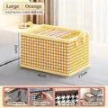 Large houndstooth fabric storage box in orange with handles for closet organization - Large (40x27x21cm) / Orange Houndstooth