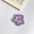 Transparent purple flower phone grip socket with airbag stand on white background - Purple