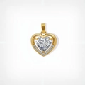 Exquisite gold-plated heart pendant with heart-shaped crystal and small accent diamonds - Hollow Heart Zirconia Pendant