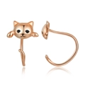 Charming rose gold cat stud earrings in 925 sterling silver with black diamond eyes - Rose Gold