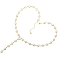 Detail of a golden heart necklace with clear zircons and lobster clasp on white surface - Gold White Zircon Necklace