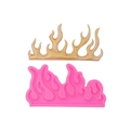 Pink silicone flame mold for fondant or clay with gold sample flame model shown - 2# (17.5*9*0.8cm) / Pink