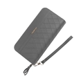 Cartera larga gris para mujer con diseño de diamantes y correa de muñeca - Gris