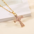 Collana con croce placcata oro 18K con smalto viola e zirconi su un libro bianco - Smalto Viola (24404) / Viola