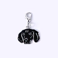 Pendentif chien en émail noir avec fermoir mousqueton argenté pour bijoux DIY - 22 Retriever