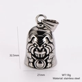 Retro stainless steel tiger head bell pendant with dimensions and weight specs - Steel (No Chain)