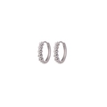 Polished silver plum blossom hoop earrings with detailed flower petal engraving - US 8 / Silver