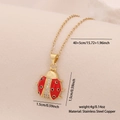 Collana dorata con ciondolo a coccinella rossa e cristalli di zircone micro-pavé - Stile Coccinella con Zirconia Intagliata (5#)