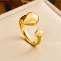 Minimalist 18k gold plated stainless steel ring with teardrop open adjustable design - Teardrop Double Head Open Style (R532) / Adjustable Open