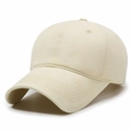 Minimalist beige washed cotton baseball cap with six-panel construction and curved brim - Light Beige