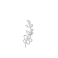 Silberne Ohrmanschette in Blumen- und Blattform aus langlebigem Edelstahl-Metall - Weißdorn / Stahlfarbe