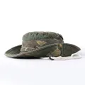 Outdoor camouflage sun hat with wide brim and adjustable windproof chin strap - One Size / Khaki