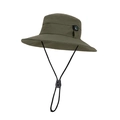 Olive green quick-dry outdoor sun hat with wide brim, compass, and adjustable chin strap - Army Green