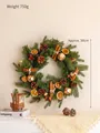 50cm Weihnachtskranz mit Zapfen, Orangenscheiben und Glocken für festliche Türdeko - Weihnachtskranz B