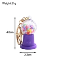 Mini candy machine keychain with colorful balls, dimensions 4.8cm height and 2.1g weight - Purple