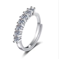 Bague réglable en argent avec plusieurs pierres de moissanite au design minimaliste - Ouvert Réglable / Style Petits Diamants Réglable (MS138)