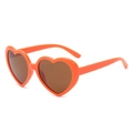 Chic heart-shaped sunglasses featuring vibrant orange frames and brown tinted lenses - Orange Frame Tea Lens Polarized