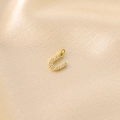 Golden titanium steel letter U pendant necklace with sparkling micro-paved zircons - Letter U / Gold