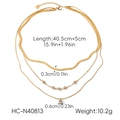 Detailed measurements of layered gold necklace with snake chain and zircon pendants - Gold 3-Layer Stacked Style (HC-N40813)