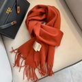 Orange red 100% Australian wool scarf featuring elegant tassels and soft knitted texture - Brick Red