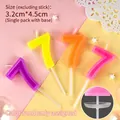 Colorful number 7 birthday cake candle with plastic holder and stand 3.2x4.5cm - New Color Number Candle 7