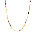 Bohemian gold stainless steel necklace with colorful rectangular resin beads - NC-1909G Necklace-Multi-color Rectangular Beads