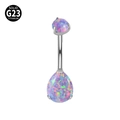 Piercing ombelico in titanio G23 con opale viola a goccia e finitura in argento - Opale Viola