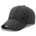 Dark grey corduroy baseball cap for men featuring a metal fashion tag on the side - Adjustable / Gray