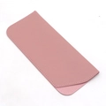 Pink PU leather sunglasses pouch with contrast white stitching and slim design - Pink