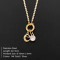 14K gold plated stainless steel letter e pendant necklace with sparkling zircon - Letter E