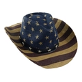 Cappello da cowboy retrò con motivo a stelle e strisce e borchie a stella in metallo - Stelle Blu Gialle Strisce Marroni Gialle Patchwork