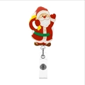 Glittery Santa Claus acrylic retractable badge reel with yellow gift bag design - Santa Claus Style A