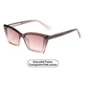 Cat-Eye-Sonnenbrille mit grau-rosa Rahmen und transparenten rosa Gläsern für Damen - Graurosa Rahmen Transparente Rosa Gläser