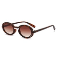 Punk style small round tortoise shell sunglasses with brown gradient lenses and cutouts - C4 Tortoise