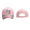Rosa Kinder-Einhorn-Baseballkappe mit Regenbogen-Pailletten-Schirm und Klettverschluss - Rosa (Einhorn)