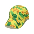 Yellow baseball cap with tropical banana leaf pattern, curved brim for sun protection - Yellow Tropical Banana Style (N)
