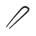 Detail of a wavy textured U-shaped hair pin in black finish for elegant hair styling - Patterned/Large / Black