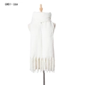 White fluffy winter scarf with long tassel details on a display mannequin - 190x50+15cm / White