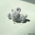 Cute grey flocked animal pendant with silver ring loop for DIY keychain accessories - Flocked Koala Sleeping