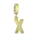 Minimalist gold-plated letter X charm pendant with polished metal finish for DIY jewelry - Letter X